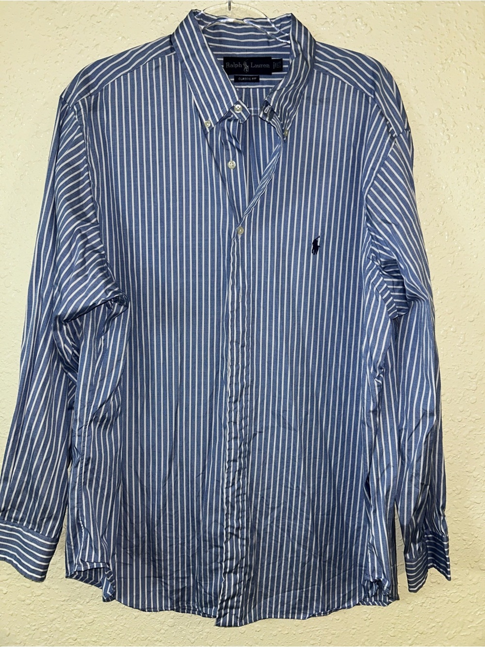 Ralph Lauren Blue and White Striped Button-Down Shirt